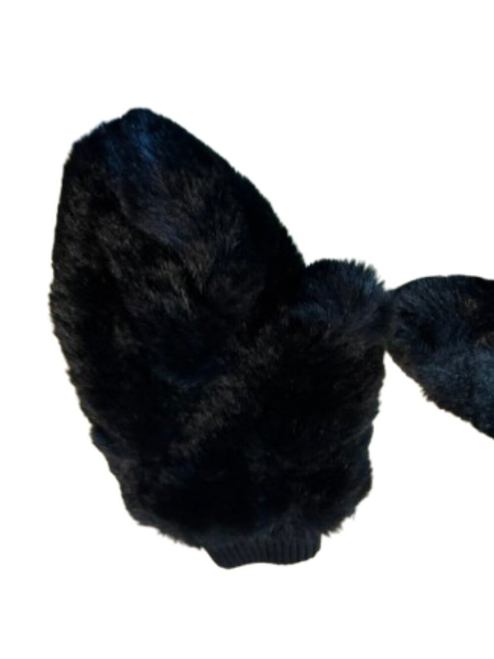 Loft Faux Fur Black Mittens with Elastic Cuff - One Size